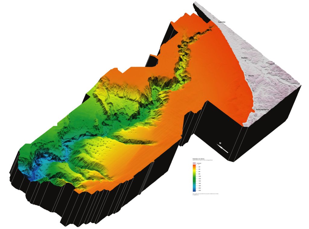 Topographie 3D du Gouf de Capbreton proposée par l'Ifremer