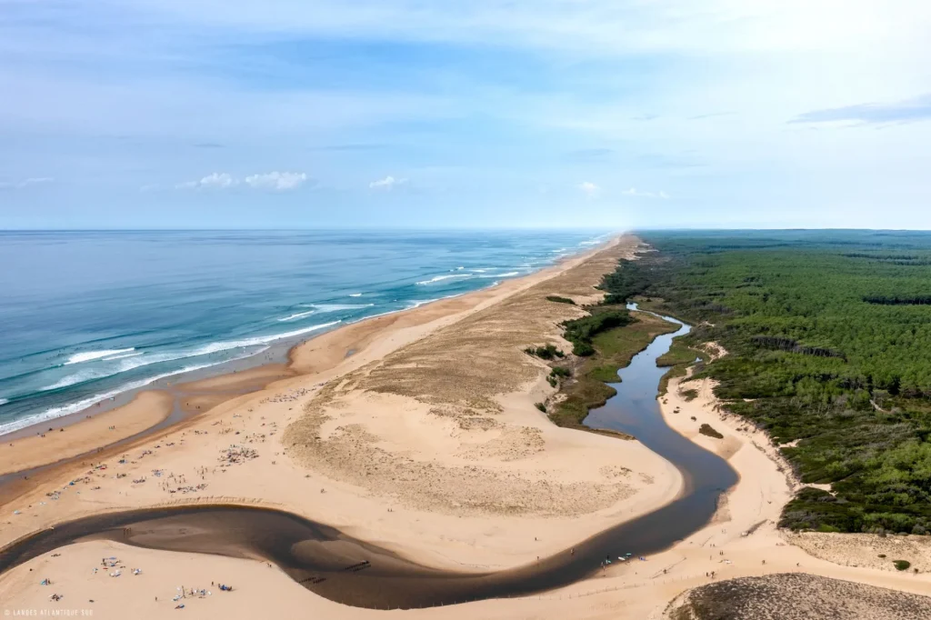 Courant d'Huchet et Réserve Naturelle vue d'en haut