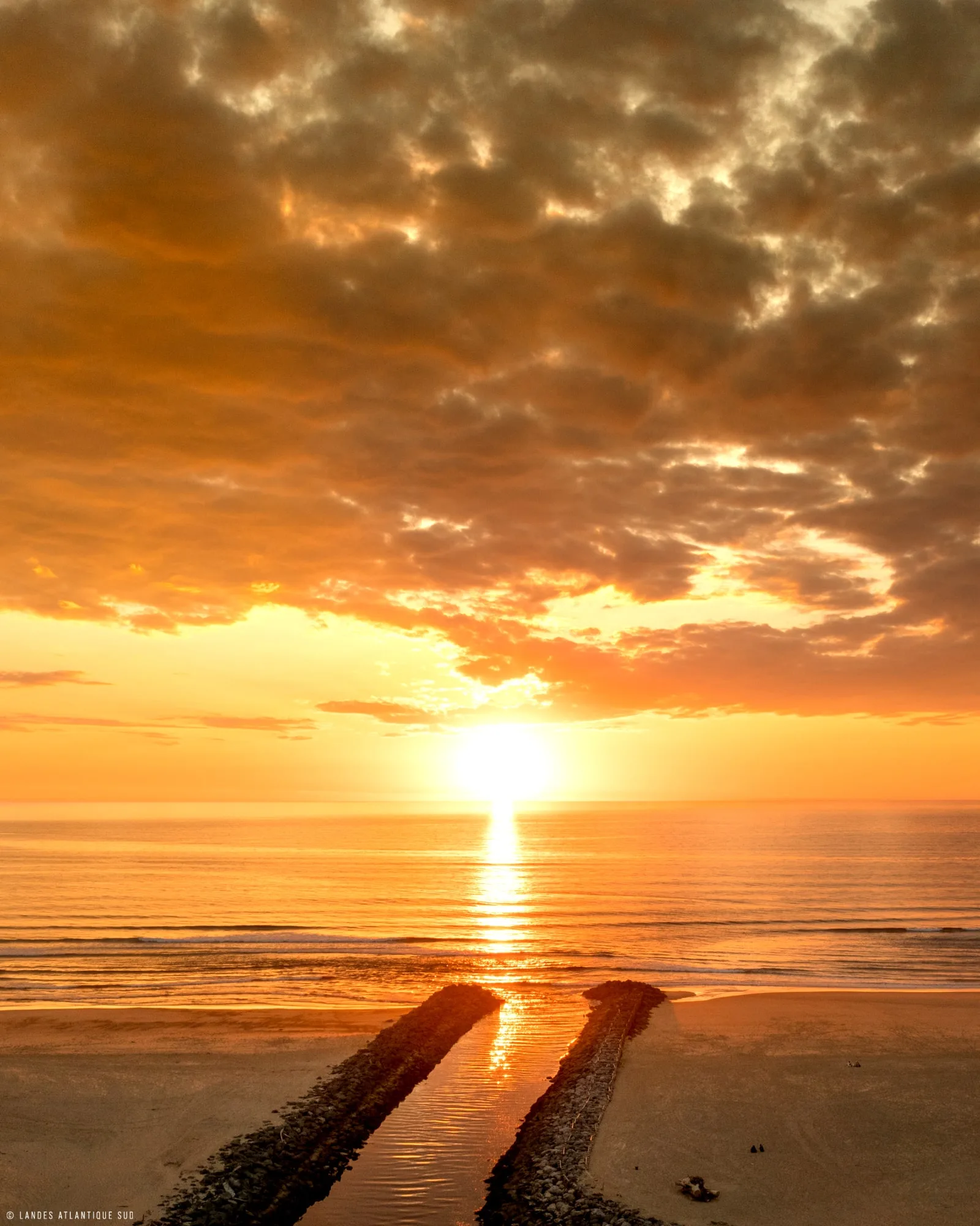 coucher de soleil sur la plage de Vieux-Boucau