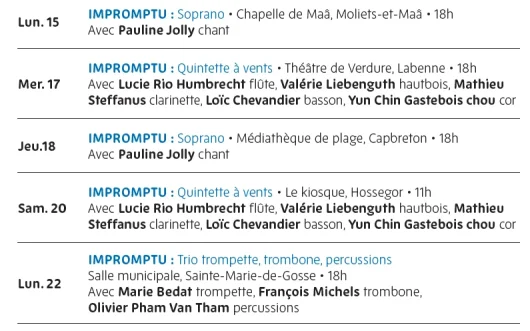 Programme impromptus opéra des Landes 2024