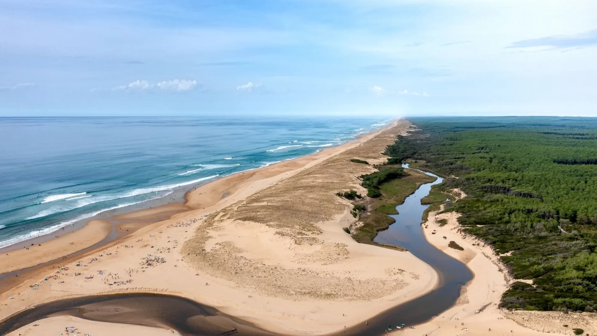 Courant d'Huchet et Réserve Naturelle vue d'en haut