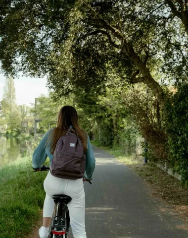 A vélo sur le bord du Boudigau entre Labenne et Capbreton