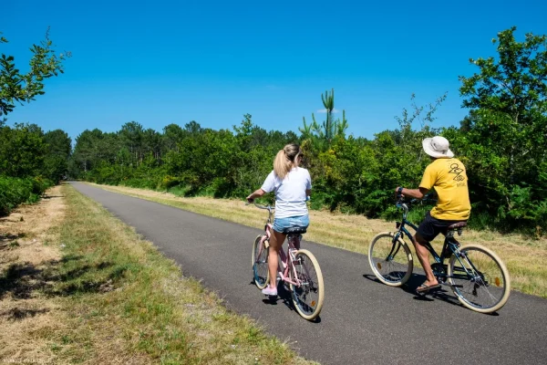 Balade à vélo sur une piste cyclable entre Vieux-Boucau, Messanges et Moliets