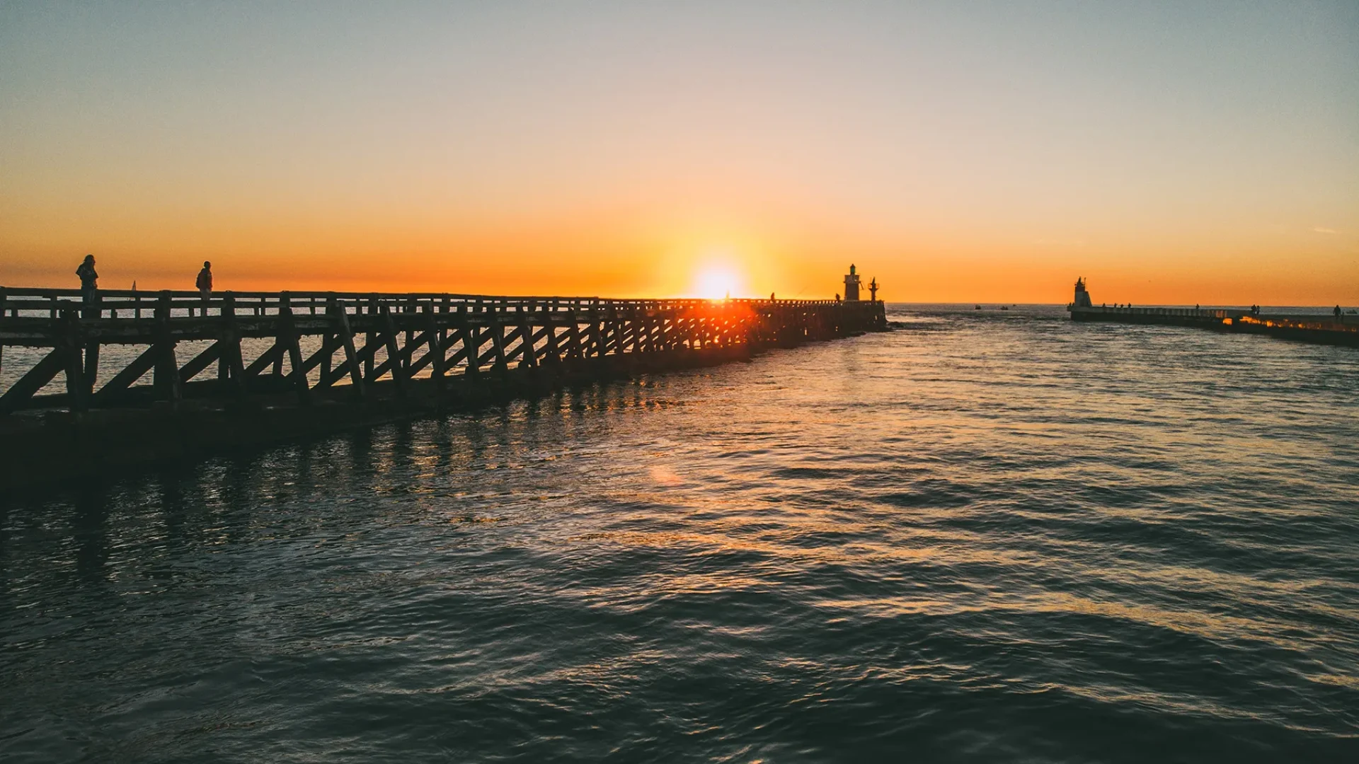 Coucher de soleil sur l'Estacade de Capbreton